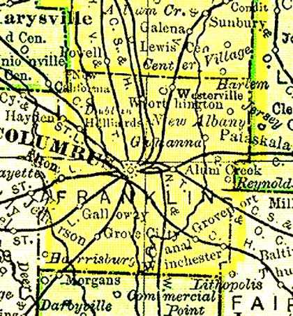 1895 U. S. Atlas, Franklin County, Ohio, &copy; www.MemorialLibrary.com